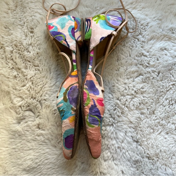 Stuart Weitzman Gilligan Watercolour Silk Flats - Picture 3 of 11